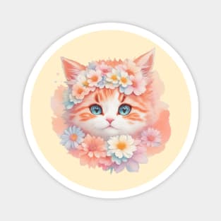 Vivid Kitten Dreams: Ragamuffin's Floral Wonderland Magnet